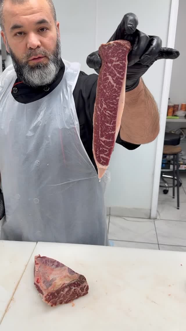 Reel: cutting beef for skewers.
